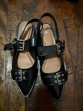 Target Black Pointed Buckle Slingback Flats